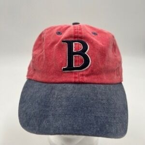 Bay State Apparel Boston Baseball Cap Hat Red Navy Blue Faded Cotton Adjustable